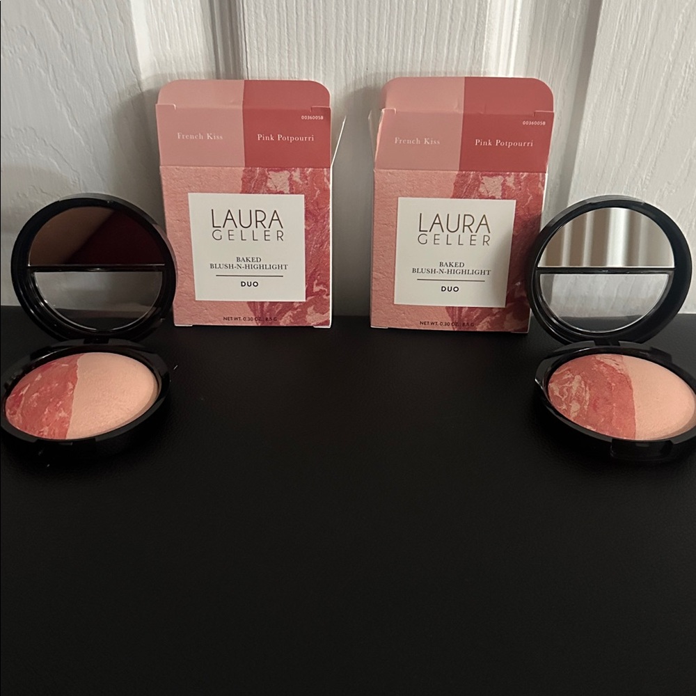 Laura Geller Baked Blush & Highlighter Duo in Pink and Peach